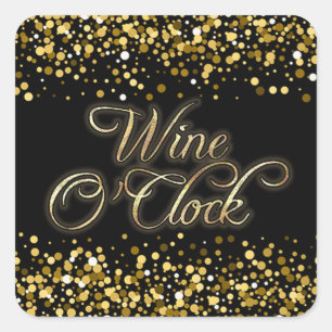 Sticker Carré Vin O'Clock Gold Sparkle