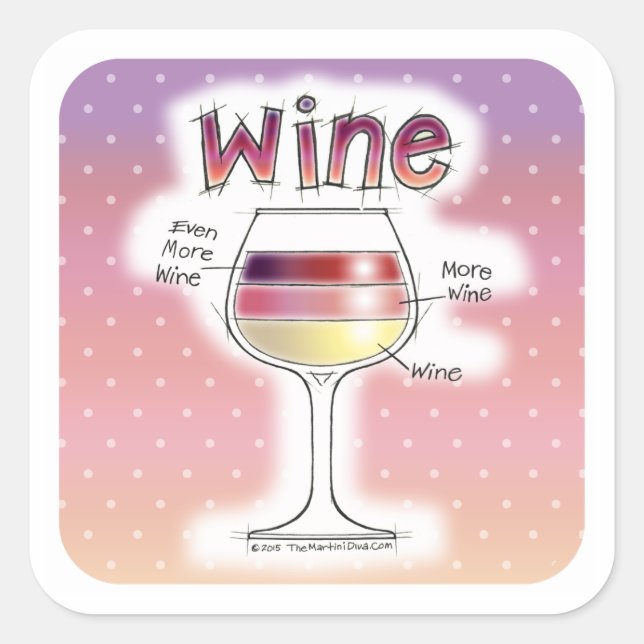 STICKER CARRÉ VIN, PLUS DE VIN, ENCORE PLUS DE VIN (Devant)