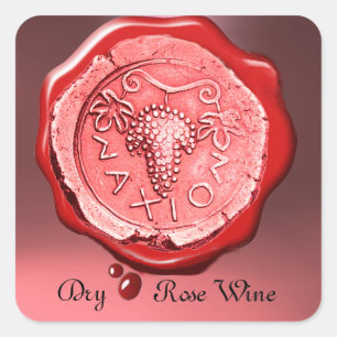 Sticker Carré VIN ROSE ANTIQUE GRAINE ROUGE CIEL, rose