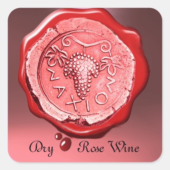 Sticker Carré VIN ROSE ANTIQUE GRAINE ROUGE CIEL, rose (Devant)