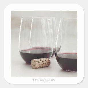 Sticker Carré Vin rouge en verres acaules
