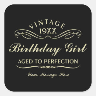 Sticker Carré Vin vintage Personne Funky Black Anniversaire Stic