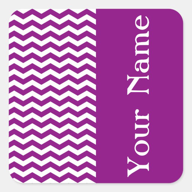 Sticker Carré Vina Del Mar Purple Wave Chevron avec nom (Devant)