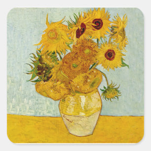 Sticker Carré Vincent Van Gogh 12 Tournesols Impressionniste