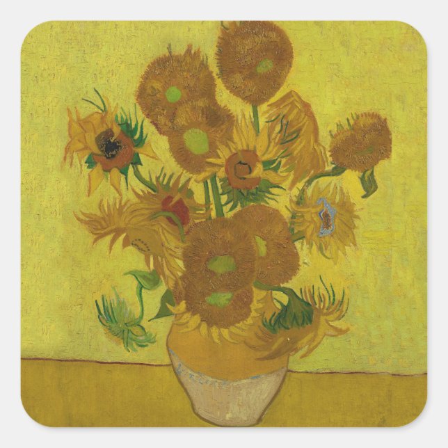 Sticker Carré Vincent Van Gogh 15 Peinture de tournesols (Devant)