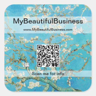 Sticker Carré Vincent Van Gogh - Almond Blossom QR Code