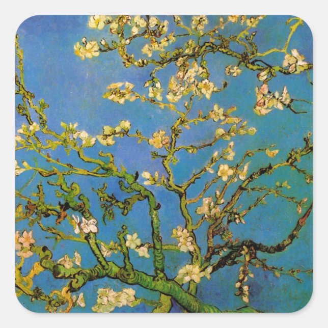Sticker Carré Vincent van Gogh - Amandier en fleurs (Devant)