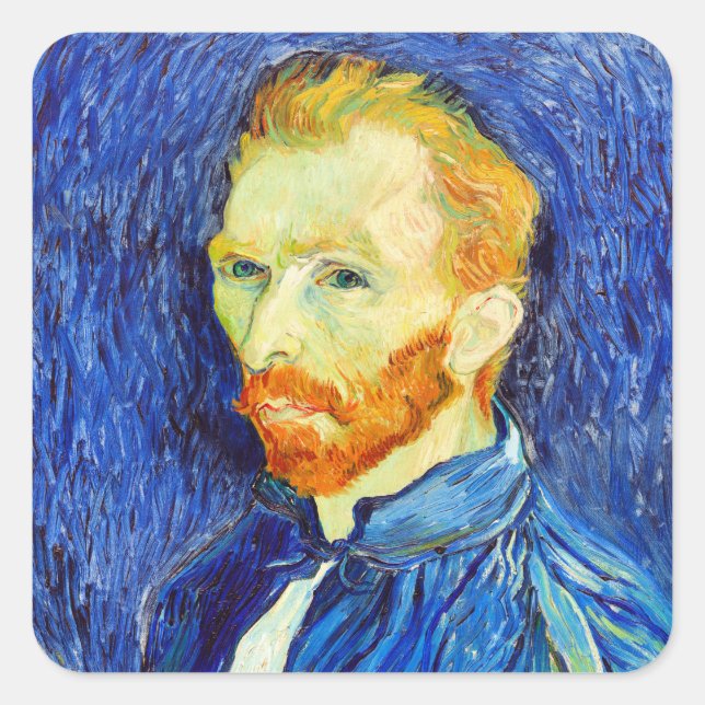 Sticker Carré Vincent van Gogh - Autoportrait, 1889, (Devant)