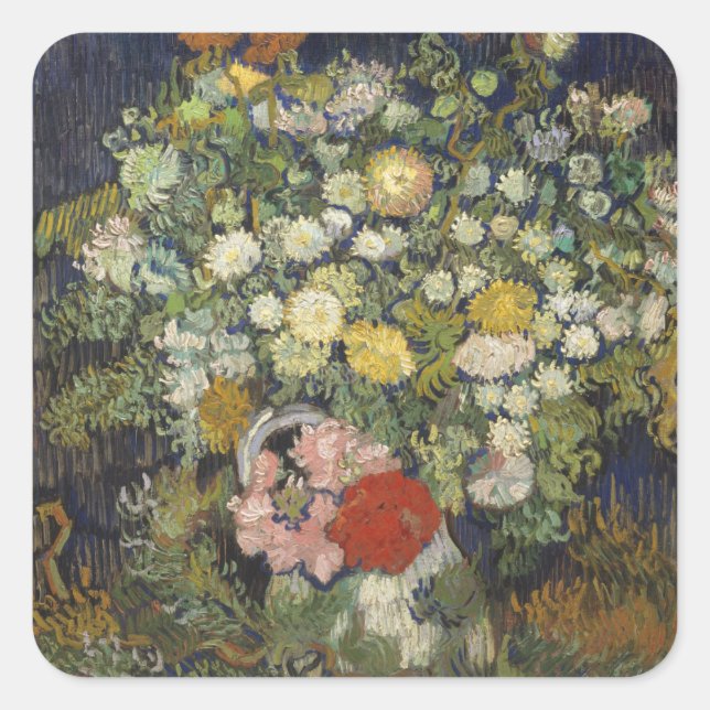 Sticker Carré Vincent Van Gogh | Bouquet of Flowers dans un vase (Devant)