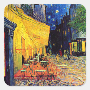 Sticker Carré Vincent Van Gogh - Café Terrasse En Nuit Art