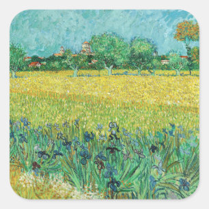 Sticker Carré Vincent van Gogh - Champ avec Iris près d'Arles