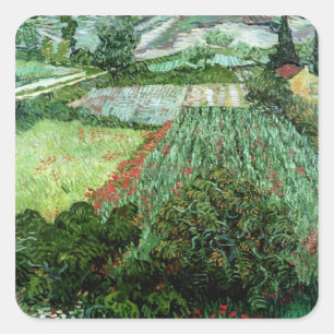 Sticker Carré Vincent van Gogh Field with Poppies, 1889