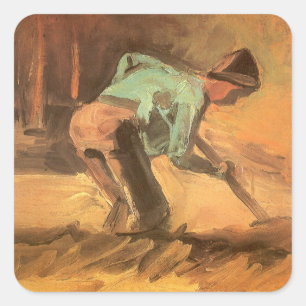 Sticker Carré Vincent van Gogh - Homme se baissant avec un bâton