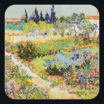 Sticker Carré Vincent van Gogh - Jardin à Arles<br><div class="desc">Jardin d'Arles / Jardin fleuri avec sentier / Jardin d'Arles - Vincent van Gogh,  1888</div>