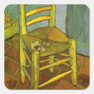 Sticker Carré Vincent van Gogh - La chaise de Vincent avec sa pi