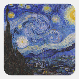 Sticker Carré Vincent Van Gogh - La nuit étoilée