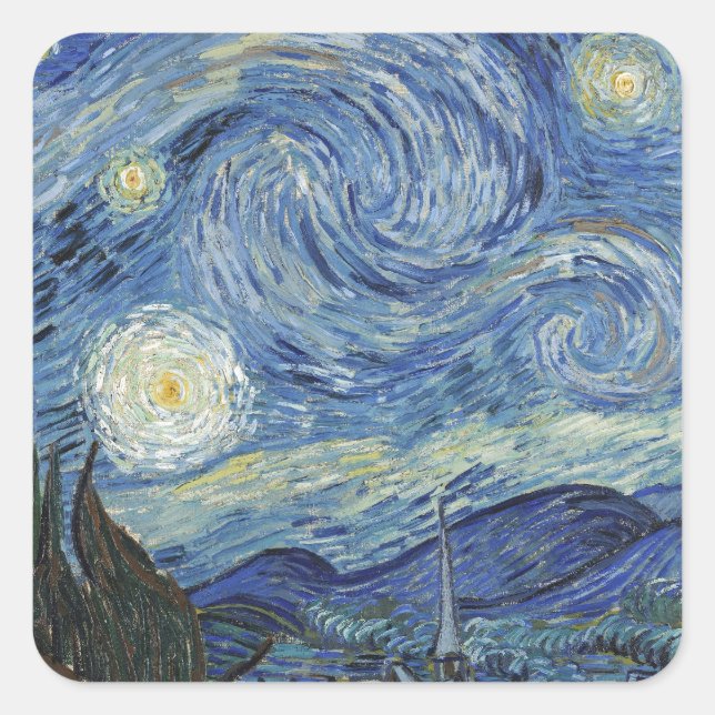 Sticker Carré Vincent van Gogh | La Nuit étoilée, juin 1889 (Devant)