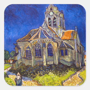 Sticker Carré Vincent van Gogh - L'église d'Auvers-sur-Oise