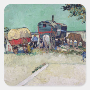 Sticker Carré Vincent van Gogh   les caravanes, campement gitan