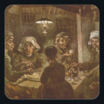Sticker Carré Vincent van Gogh - Les mangeurs de pommes de terre<br><div class="desc">The Potato Eaters (1885) de Vincent van Gogh est un Post impressionnisme vintage de peinture de la vie quotidienne et est considéré comme l'une des premières grandes oeuvres d'art de van Gogh. Van Gogh a dit qu'il voulait représenter les paysans comme ils étaient vraiment. Il a délibérément choisi des modèles...</div>