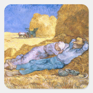 Sticker Carré Vincent van Gogh   Midi, La Siesta, après Millet