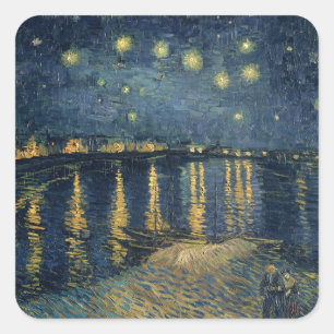 Sticker Carré Vincent van Gogh   Nuit étoilée sur le Rhône