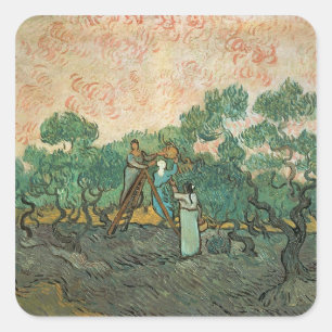 Sticker Carré Vincent van Gogh   Olive Pickers, Saint-Remy