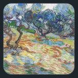 Sticker Carré Vincent van Gogh - Oliviers : Ciel bleu vif<br><div class="desc">Olive Trees : Ciel bleu vif - Vincent van Gogh,  1889</div>