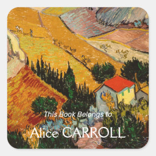 Sticker Carré Vincent van Gogh - Paysage, Maison et Plowman