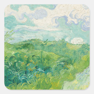 Sticker Carré Vincent Van Gogh peinture Champ de blé vert