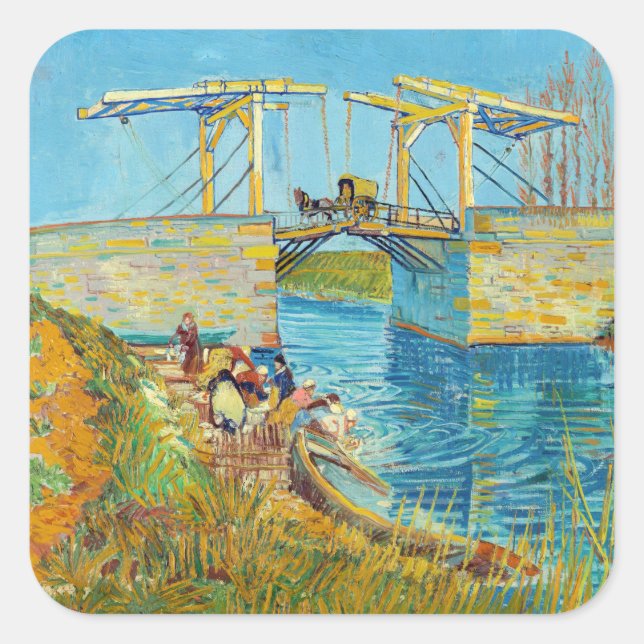 Sticker Carré Vincent van Gogh - Pont Langlois à Arles #1 (Devant)