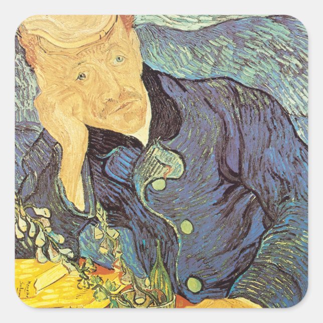 Sticker Carré Vincent van Gogh - Portrait du Docteur Gachet (Devant)