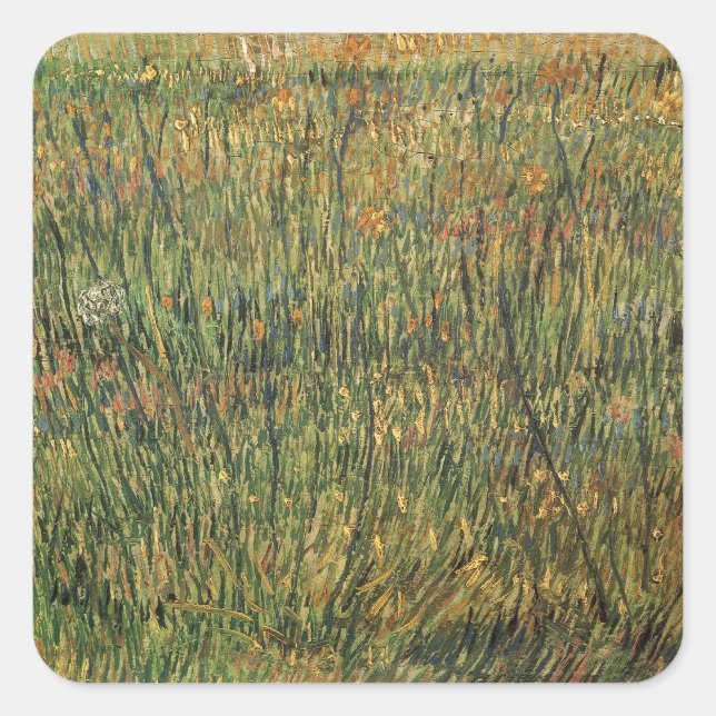 Sticker Carré Vincent van Gogh - Prairie en fleurs (Devant)