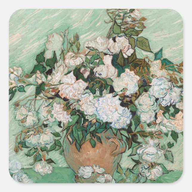 Sticker Carré Vincent van Gogh | Rose, 1890 (Devant)