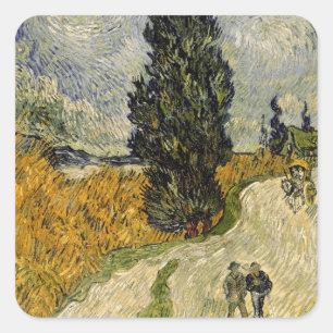 Sticker Carré Vincent van Gogh Route avec Cyprès, 1890