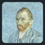 Sticker Carré Vincent van Gogh | Self Portrait 1889<br><div class="desc">Autoportrait,  1889 | par Vincent van Gogh | Lieu de l'art : Musée d'Orsay,  Paris,  France | Artiste néerlandais | Numéro de collection d'images : XIR32212</div>