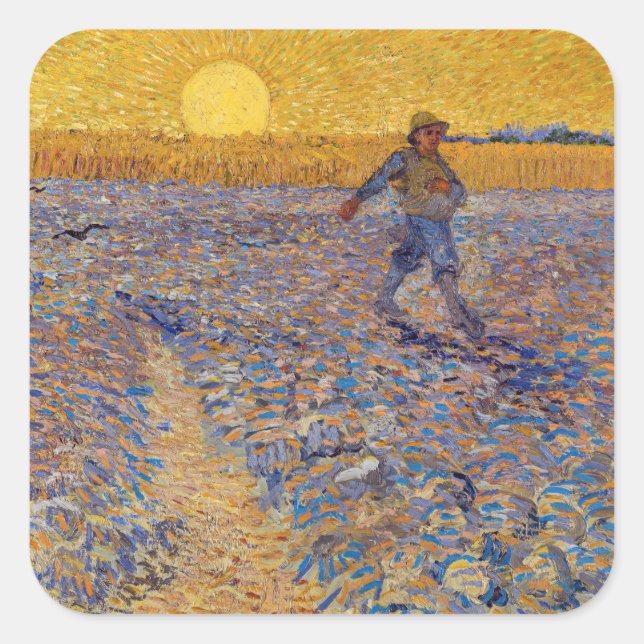 Sticker Carré Vincent van Gogh - Sower avec réglage Sun (Devant)