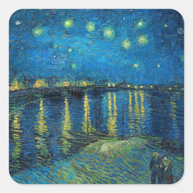 Sticker Carré Vincent Van Gogh Starry Night Over the Rhone (Devant)