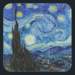 Sticker Carré Vincent Van Gogh Starry Nuit Vintage Art<br><div class="desc">Sticker Carré Vincent Van Gogh Starry Night Art Vintage</div>