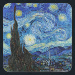 Sticker Carré Vincent Van Gogh Starry Nuit Vintage Art<br><div class="desc">Sticker Carré Vincent Van Gogh Starry Night Art Vintage</div>