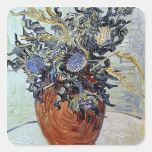 Sticker Carré Vincent van Gogh   Still Life with Thistles, 1890