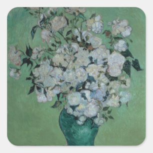 Sticker Carré Vincent van Gogh   un vase de roses, 1890