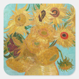 Sticker Carré Vincent Van Gogh - Vase avec douze tournesols