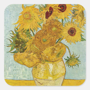 Sticker Carré Vincent Van Gogh - Vase avec douze tournesols