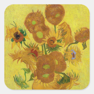Sticker Carré Vincent van Gogh - Vase avec quinze tournesols