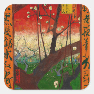 Sticker Carré Vincent van Gogh - Verger de pruniers en fleurs