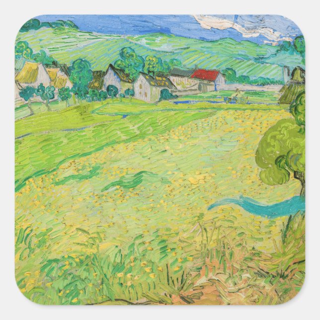 Sticker Carré Vincent van Gogh - Vue des Vessenots près d'Auvers (Devant)