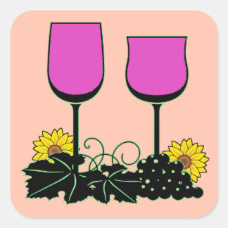 Sticker Carré Vins et tournesols
