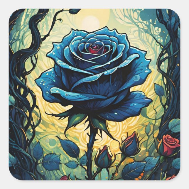 Sticker Carré Vins Roses bleus 1 (Devant)