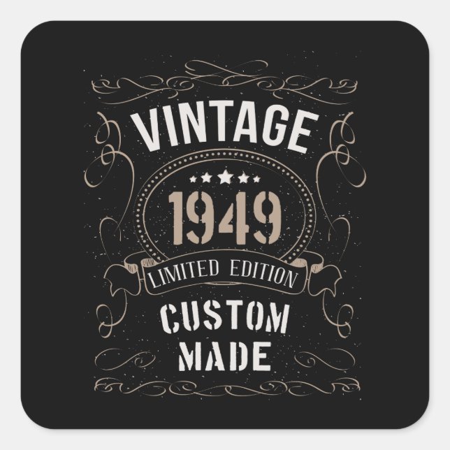 Sticker Carré Vintage 1949 Limited Edition Personnalisé (Devant)